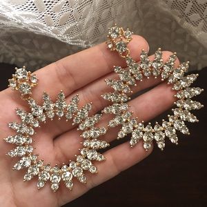 Gold Rhinestone Statement Earrings
